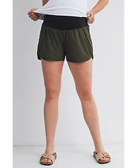 Hello Miz Women's Maternity Over-the-Belly Active Shorts with Built-In Liner