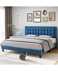 gaomon Full Square Metal Platform Bed- Wood Slats Support Easy Assembly No Box Spring Needed