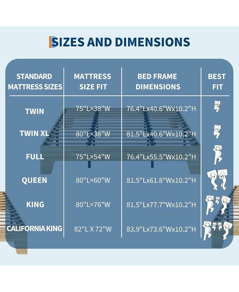 gaomon Queen Platform Bed Frame Underbed Storage Clearance Wood Metal Slat No Headboard No Box Spring Easy Assembly