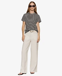 Sanctuary Women's Striped Crewneck Textured Tee