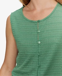 Sanctuary Women's Crewneck Button-Front Textured Top