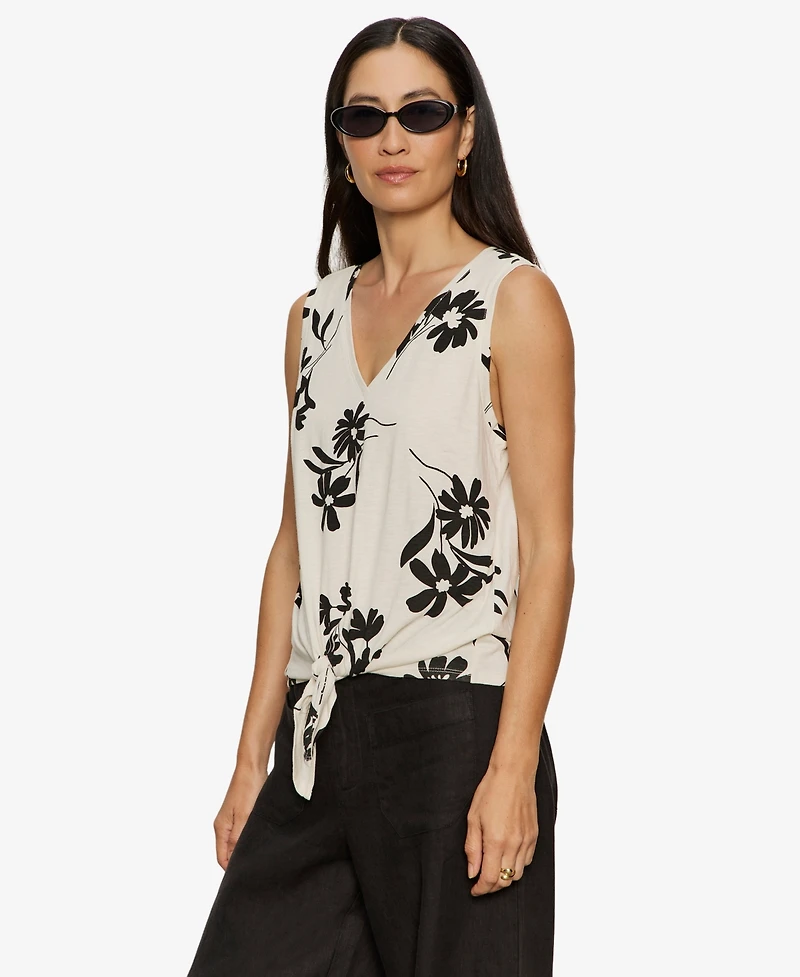 Sanctuary Women's Printed V-Neck Sleeveless Tie-Hem Tank Top