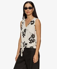 Sanctuary Women's Printed V-Neck Sleeveless Tie-Hem Tank Top