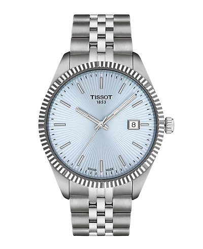Tissot Men's Ice Blue Dial Silver Tone Stainless Steel Watch, 40mm