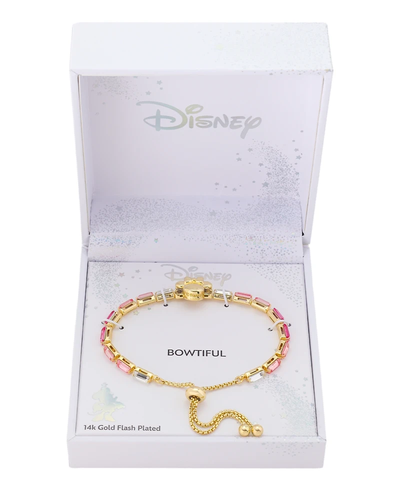 Disney Minnie Mouse Pink Ombre Baguette Crystal Bolo Bracelet