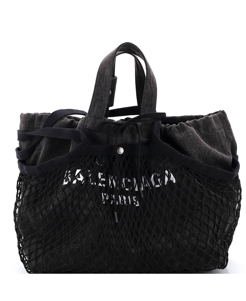 Pre-Owned Balenciaga Medium 24/7 Drawstring Tote Mesh and Denim