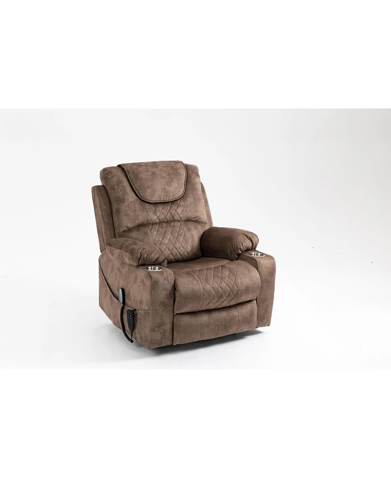 Clihome Electric Lift Lounge Chair with Massage & Heat, 180° Flat Recliner Sofa for Elderly, Living Room Power Lift Chair