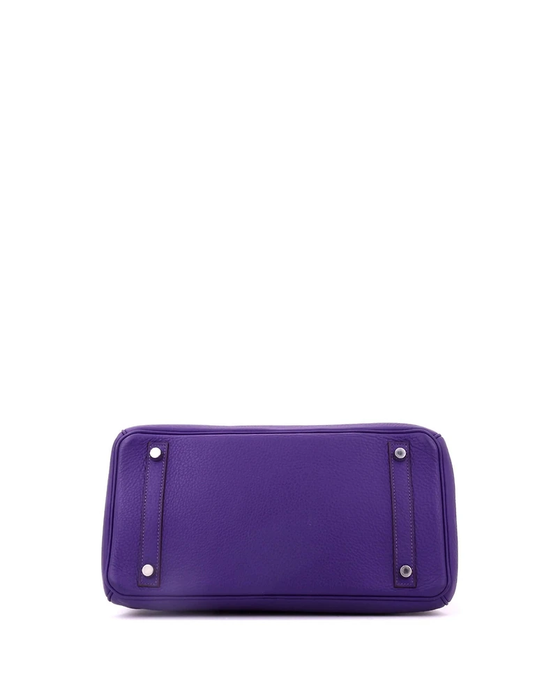 Pre-Owned HERMES Birkin 30 Handbag Purple Clemence with Palladium Hardware
