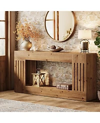 Tribesigns 63-Inch Sofa Table, Solid Wood, Vertical Stripe Legs