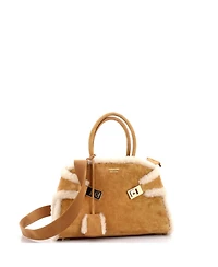 Pre-Owned Salvatore Ferragamo Medium Hug Top Handle Bag Suede and Shearling