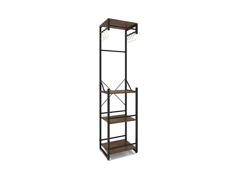 Slickblue Freestanding Coat Rack with 6 Hooks and 4 Storage Shelves