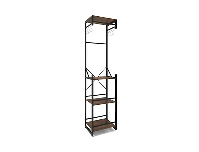 Slickblue Freestanding Coat Rack with 6 Hooks and 4 Storage Shelves