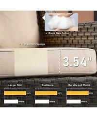 Xizzi 5 Piece Outdoor Patio Furniture Set,Wicker Conversation Set with Comfy Deep Sofa,Wide Armrest Chairs Ottoman for Outside Porch Balcony