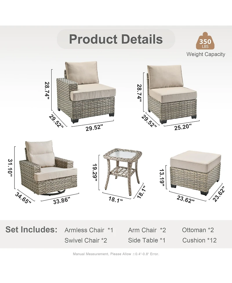 Xizzi 8 Piece Outdoor Rattan Patio Furniture Set with Sofa & Ottoman