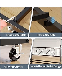 gaomon Daybed with Trundle Metal Twin Daybed Frame Headboard Platform Sofa Bed Metal Slats Living Room Guest Room