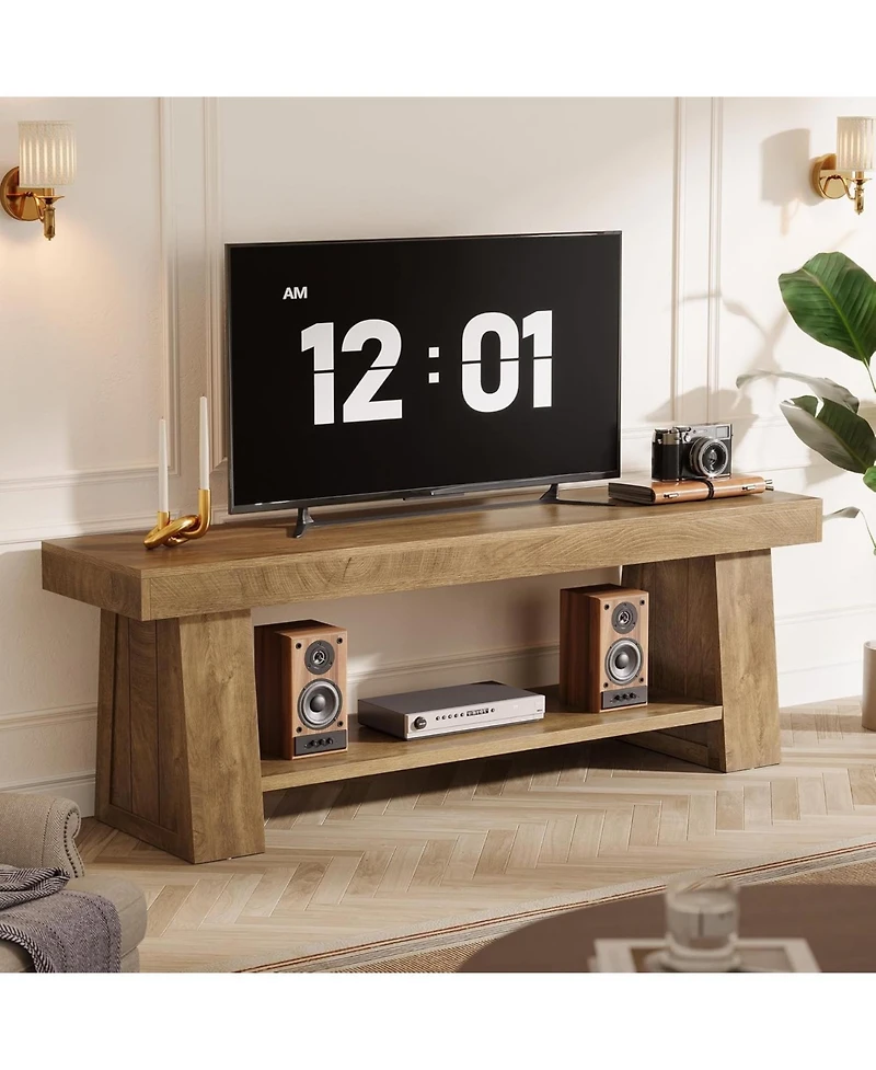 Tribesigns 63" Tv Stand for TVs up to 75 Inch, Rustic Extra Long Entertainment Center