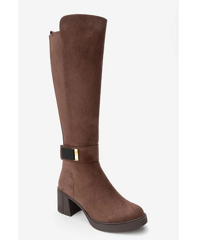 Prologue Shoes Moreni Stretch Buckle Block Heel Knee High Boot (Women)