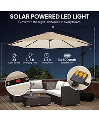 Outsunny 10 ft Offset Cantilever Patio Umbrella w/ Light, Weight,