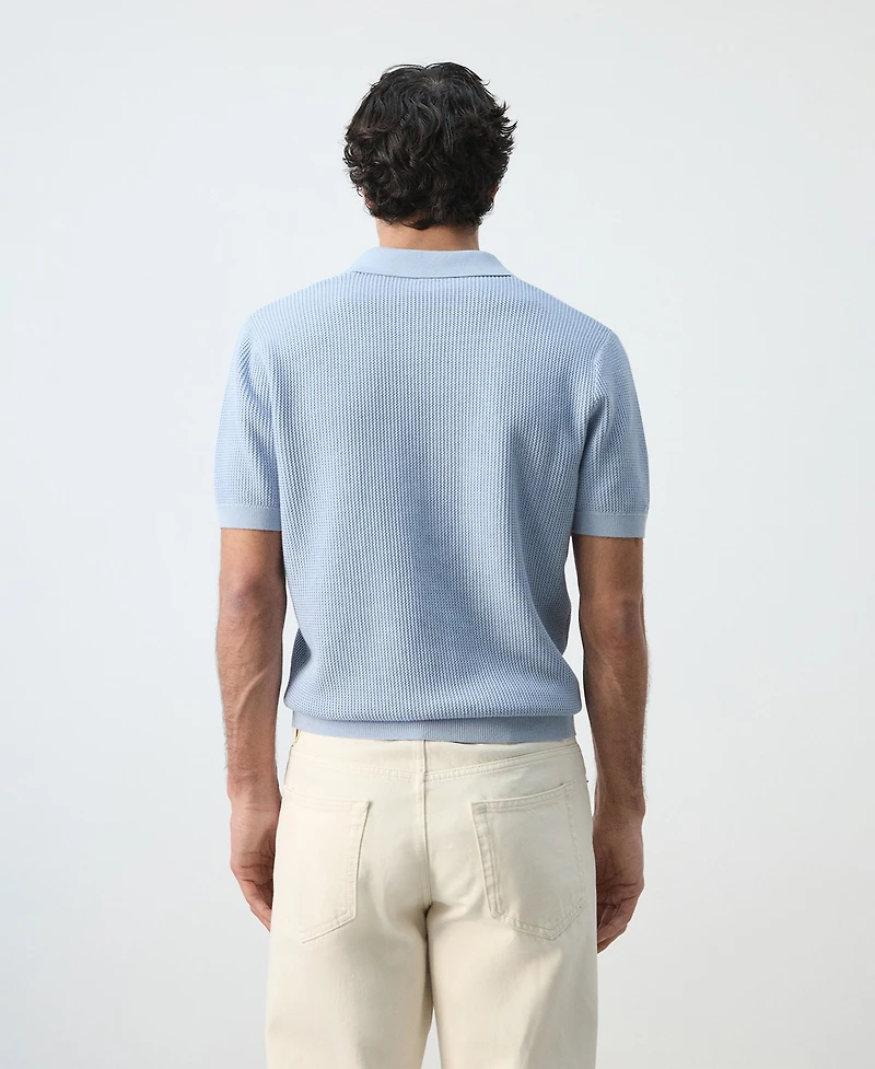Mango Men's Cotton Knitted Structure Polo Shirt