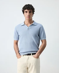 Mango Men's Cotton Knitted Structure Polo Shirt