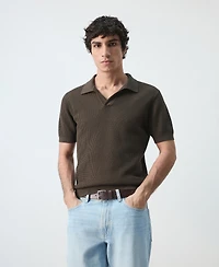 Mango Men's Cotton Knitted Structure Polo Shirt