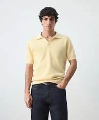 Mango Men's Cotton Knitted Structure Polo Shirt