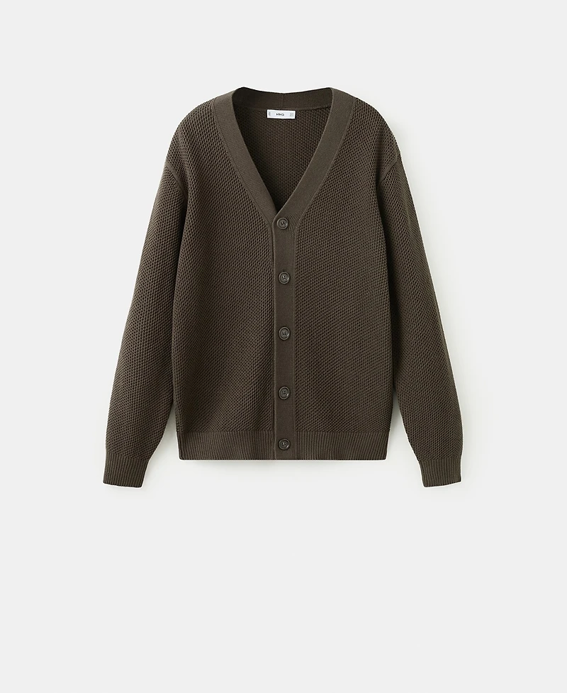 Mango Men's Medium Knit Microstructure Cardigan Sweater