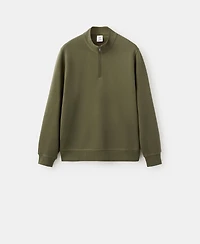Mango Men's Cotton Zip-Neck Sweatshirt
