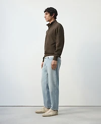 Mango Men's Cotton Zip-Neck Sweatshirt