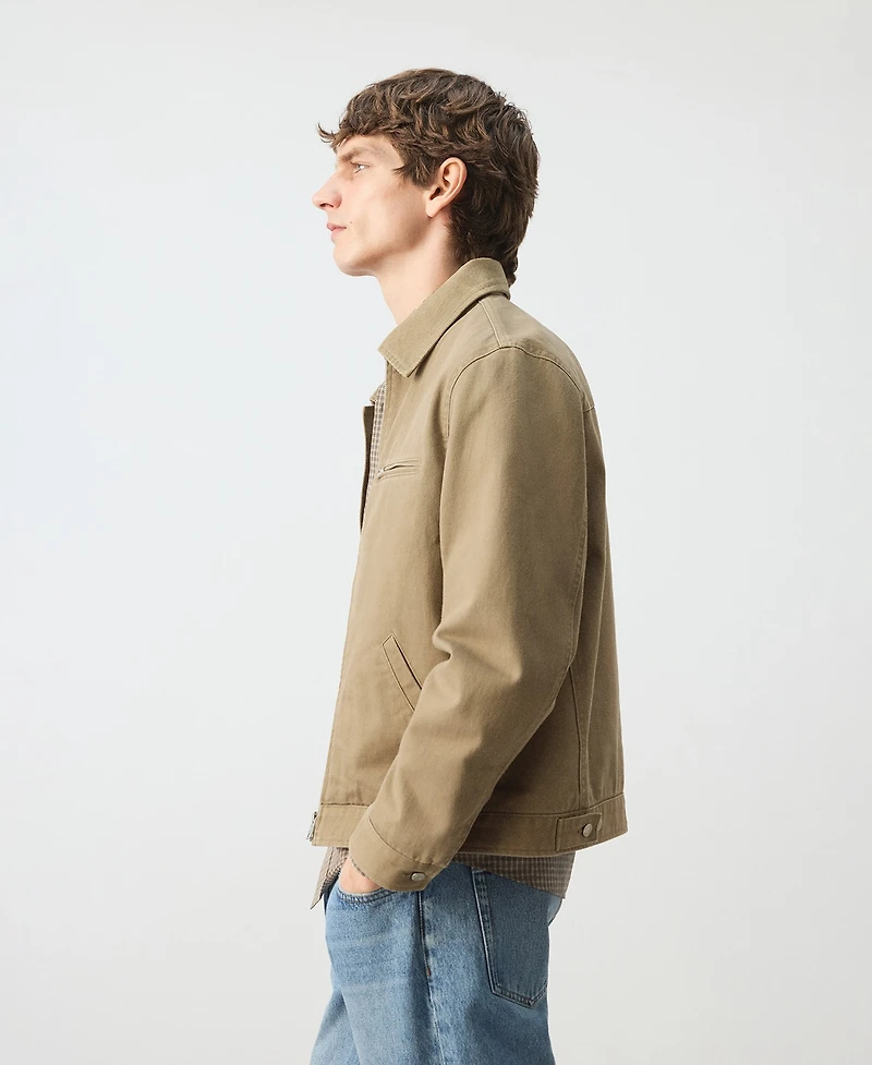 Mango Men's Corduroy Collar Denim Jacket