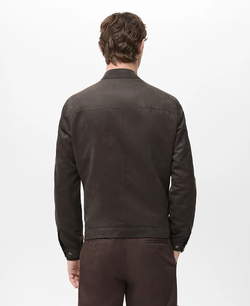 Mango Men's Suede-Effect Biker Jacket