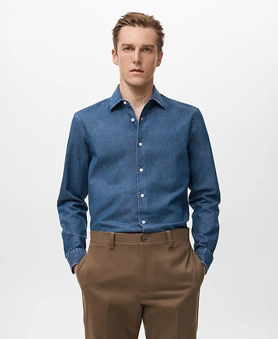 Mango Men's Cotton Denim Shirt