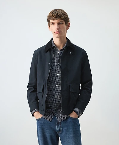 Mango Men's Corduroy Collar Water-Repellent Jacket