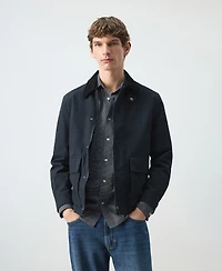 Mango Men's Corduroy Collar Water-Repellent Jacket