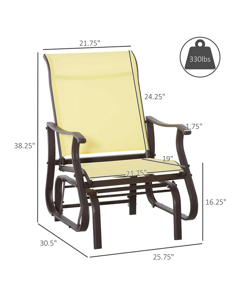 Clihome Outdoor Swing Glider Chair, Patio Mesh Rocking Chair with Steel Frame for Backyard, Garden and Porch, Beige