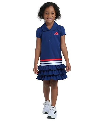 adidas Girls' 2T-6X Ribbed Polo Collar Dress