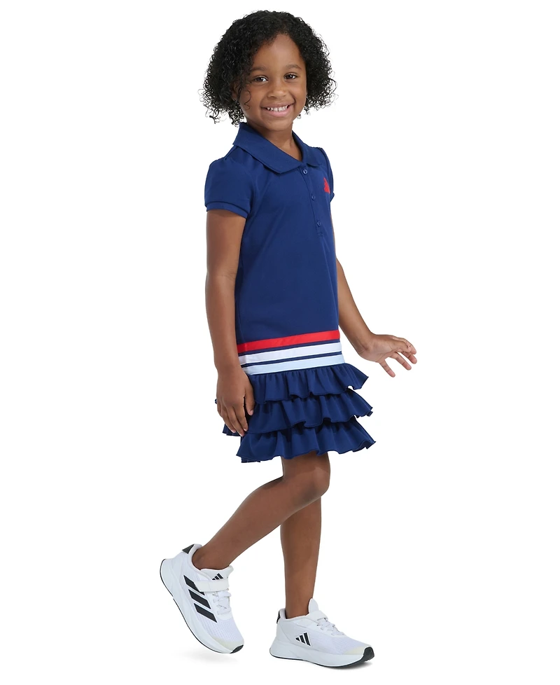 adidas Girls' 2T-6X Ribbed Polo Collar Dress
