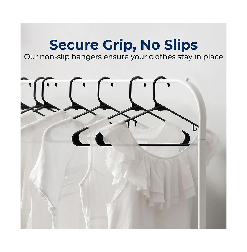 SereneLife 100 Pack Plastic Hangers – Non-Slip, Space-Saving, Durable