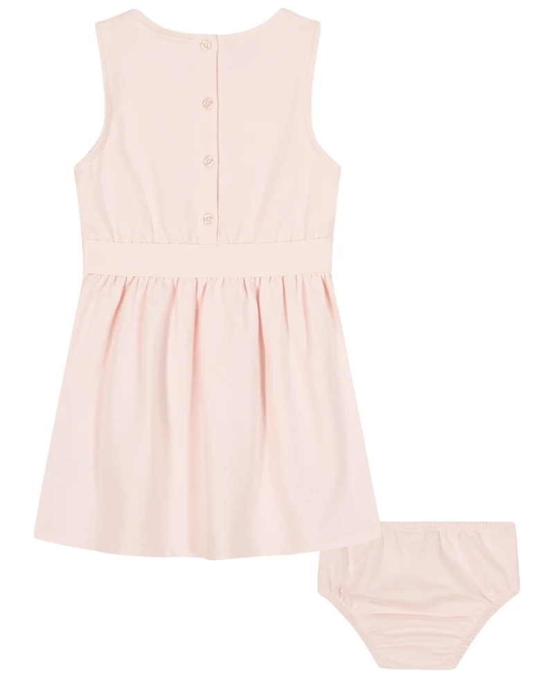 Calvin Klein Baby Girls' Fit-and-Flare Knit Logo Dress with Diaper Cover