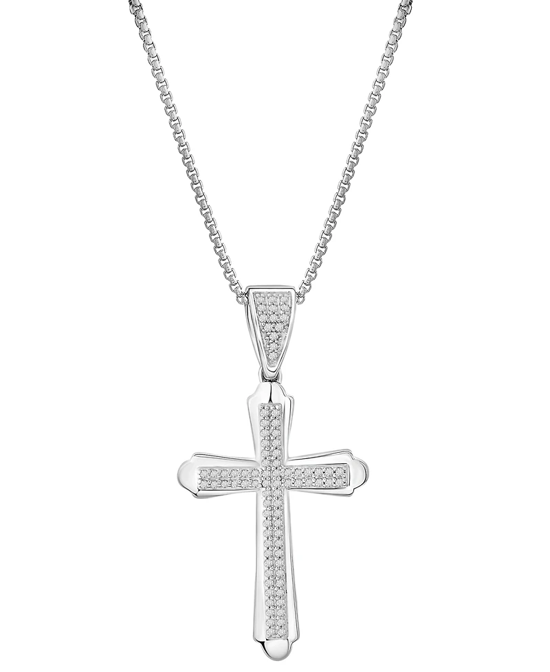 Macy's Men's Diamond Cross Pendant Necklace (1/4 ct. t.w.) in Sterling Silver