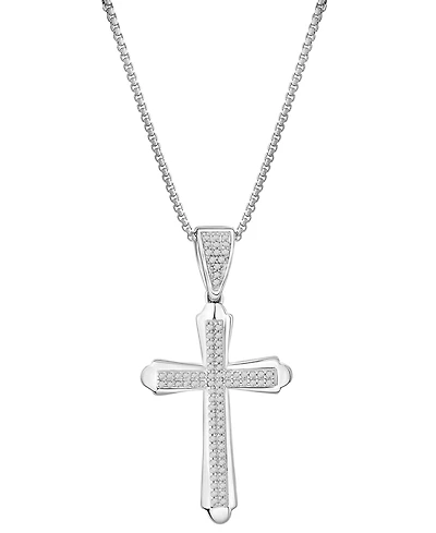 Macy's Men's Diamond Cross Pendant Necklace (1/4 ct. t.w.) in Sterling Silver