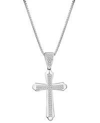 Macy's Men's Diamond Cross Pendant Necklace (1/4 ct. t.w.) in Sterling Silver