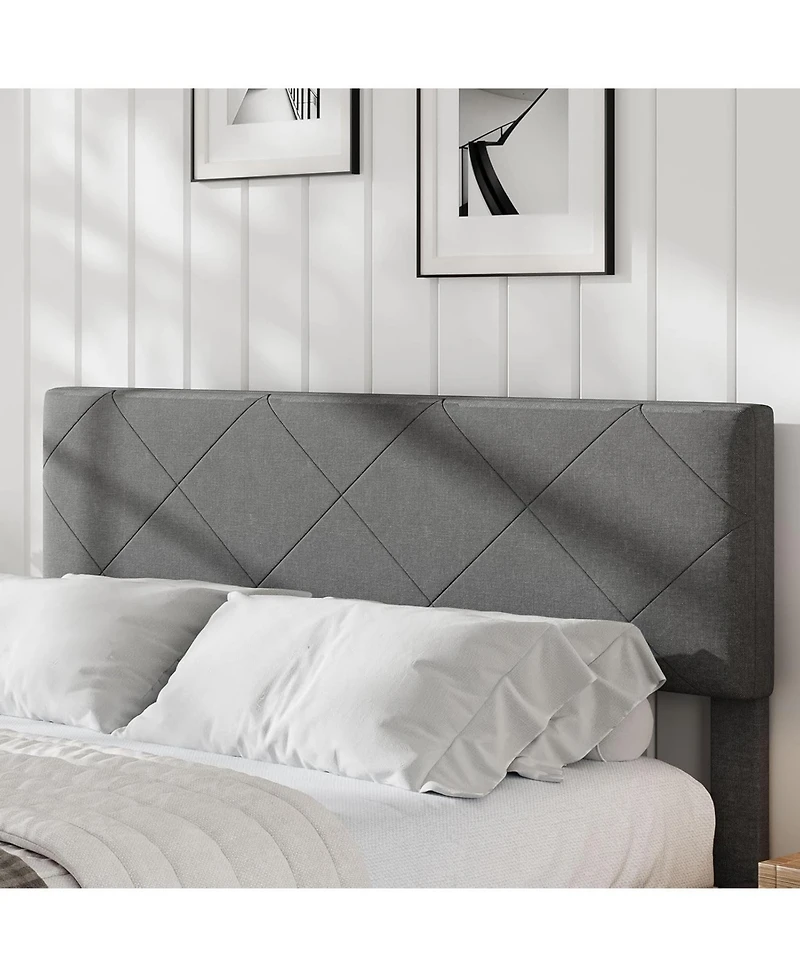 gaomon Noise-Free Upholstered Bed Frame – Full Size Platform with Diamond-Stitched Padded Headboard, Wooden Slats Support, Durable Mdf, Easy As