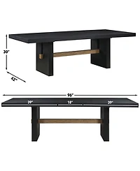 Macai 9-Pc. Wood Dining Set (Rectangular Table + 8 Upholstered Side Chairs)