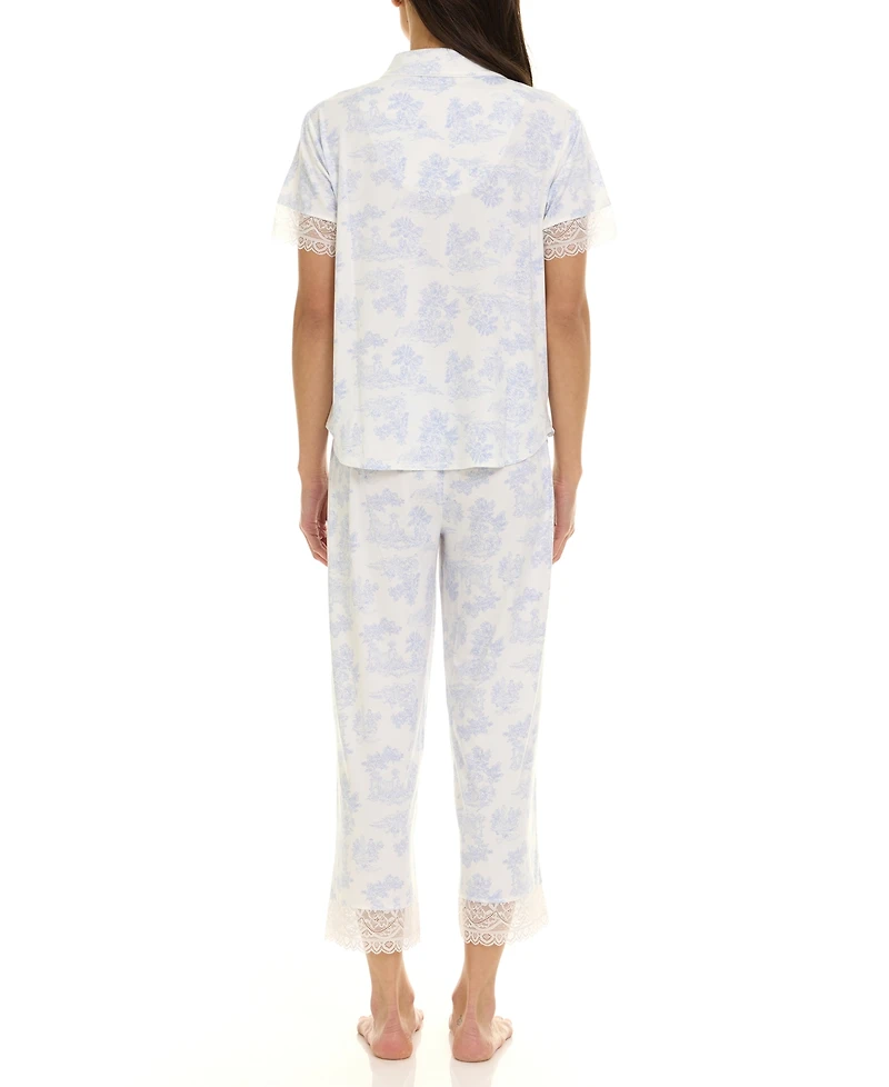Flora by Nikrooz Women's Janelle Notch Top and Capri Pajama Set