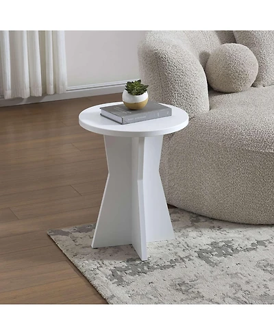 Kings Brand Furniture Round Side Table, Modern Pedestal Base Accent Table for Living Room, Bedroom, Bedside, Office