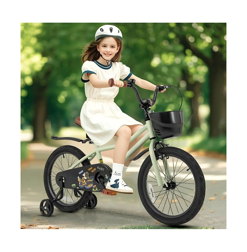 18 Inch Kids Bike Adjustable with Training Wheels for 4-8 Years Old