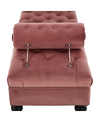 Rainsken Modern Velvet Ottoman Bench, Comfy Upholstered Footstool with 2 Detachable Pillows, Bedroom End of Bed Bench for Living Room, Entryway