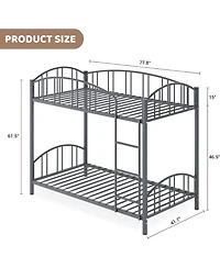 gaomon Metal Bunk Bed Twin Over Twin, Heavy Duty Bunkbeds Frame with Arched Guardrail and Safety Ladder