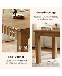 Tribesigns 63-Inch Computer Desk, Solid Wood Home Office Desk with Sturdy Wooden Legs, Rustic Large Computer Office Table for Writing, Reading, Study